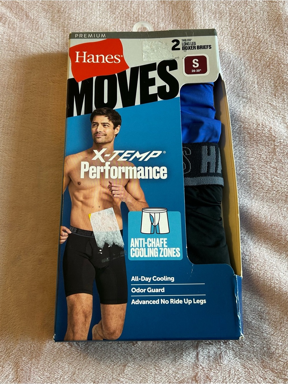 Hanes Moved X-Temp Performance boxer briefs size small set of 2 black blue NIB